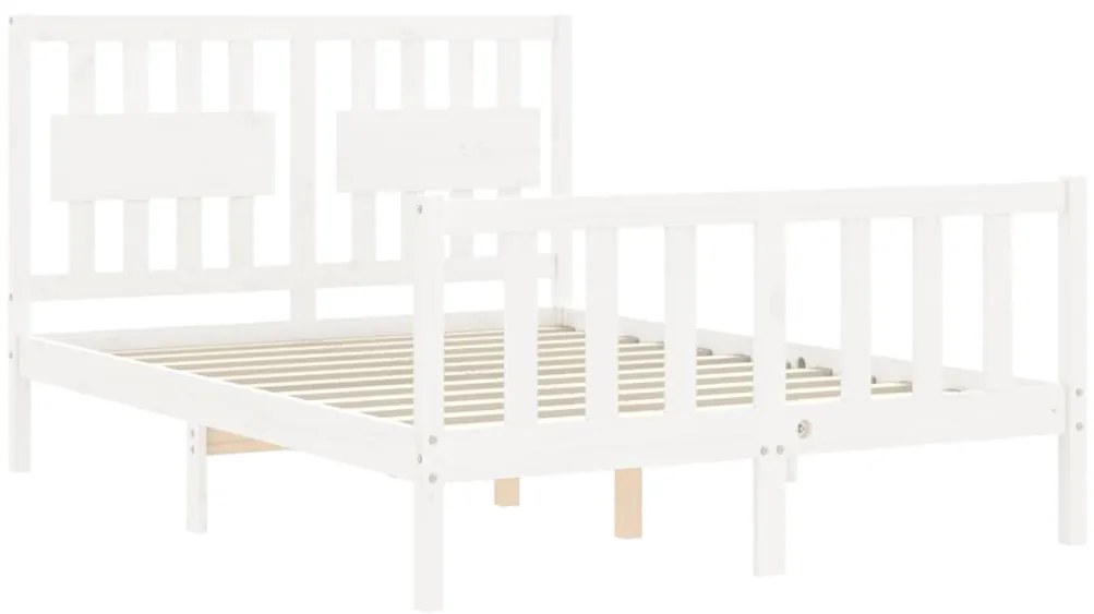 Estrutura de cama de casal c/ cabeceira madeira maciça branco