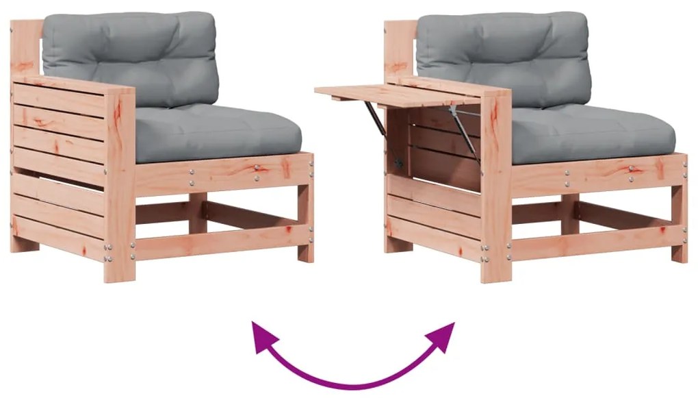 5 pcs conj. lounge jardim com almofadões madeira douglas maciça