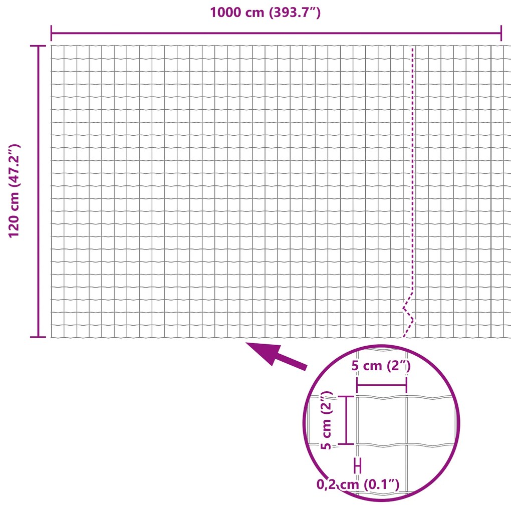 Cerca Euro com 5 Postes em U Verde 1.2x10 m Aço