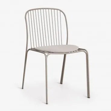 Cadeira De Jantar Em Aço Anerina Moka Brown & Cinzento Taupe Claro - Sklum