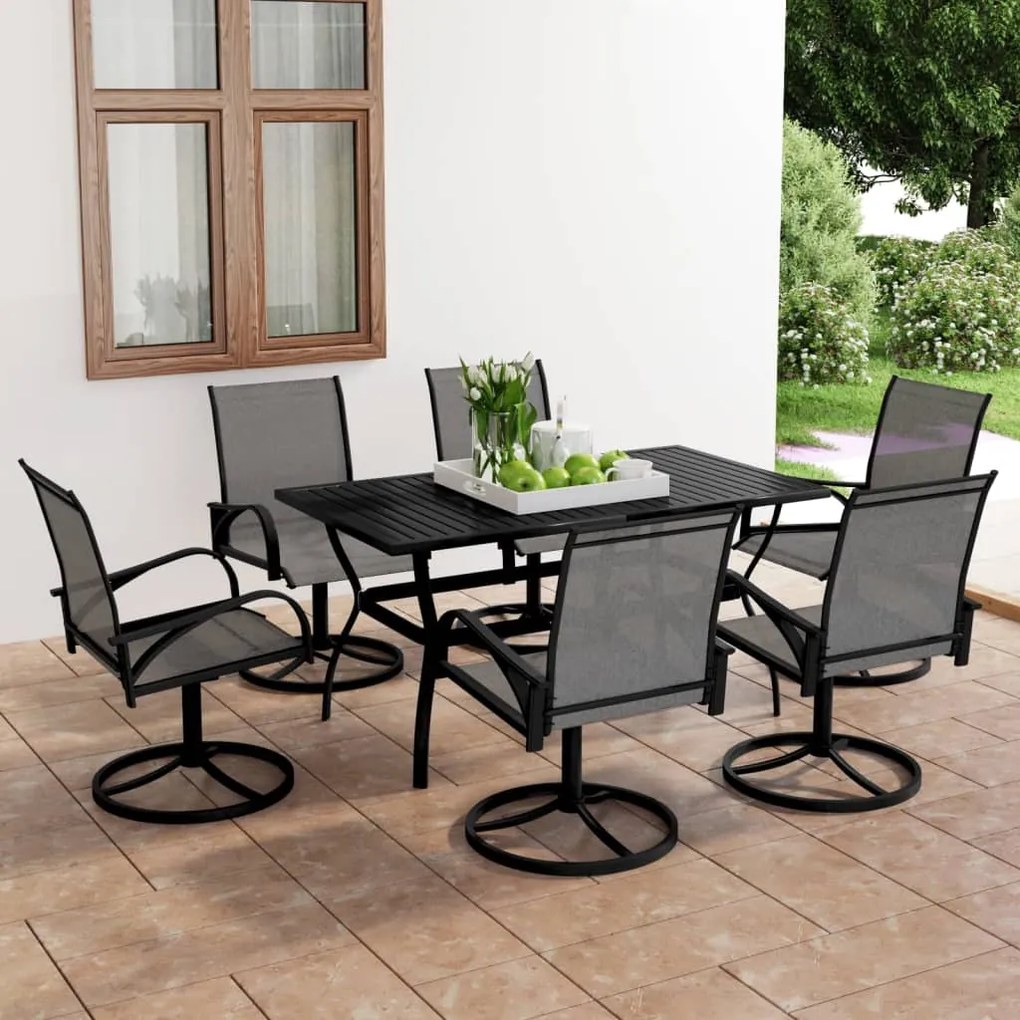 vidaXL 7 pcs conjunto de jantar para jardim textilene e aço