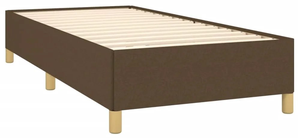 Estrutura de cama sem colchão 100x200 cm tecido castanho-escuro
