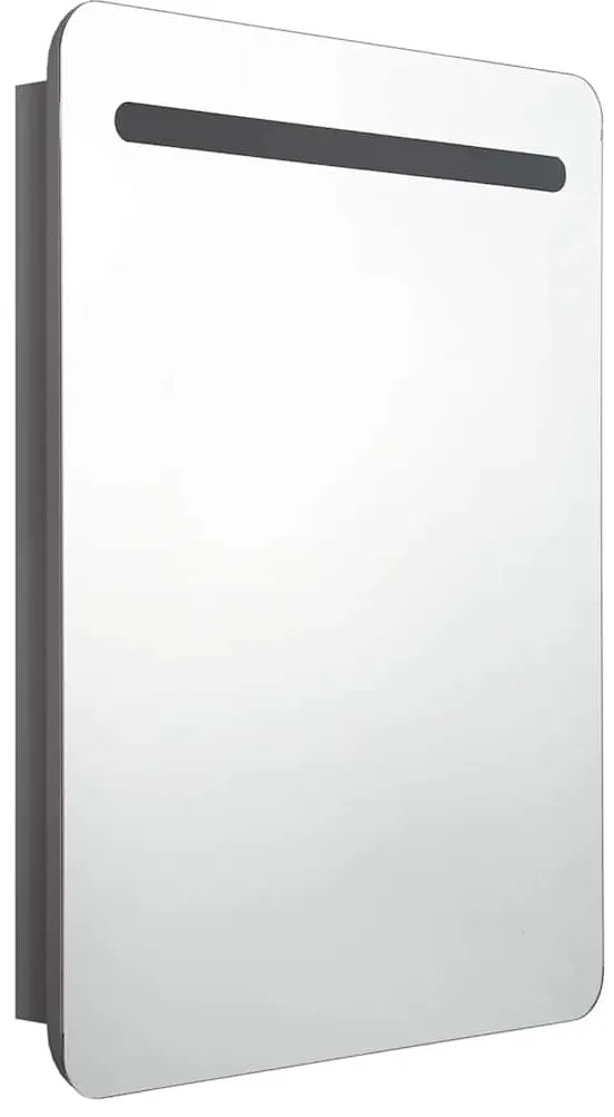 Armário espelhado casa de banho LED 60x11x80 cm cinza brilhante