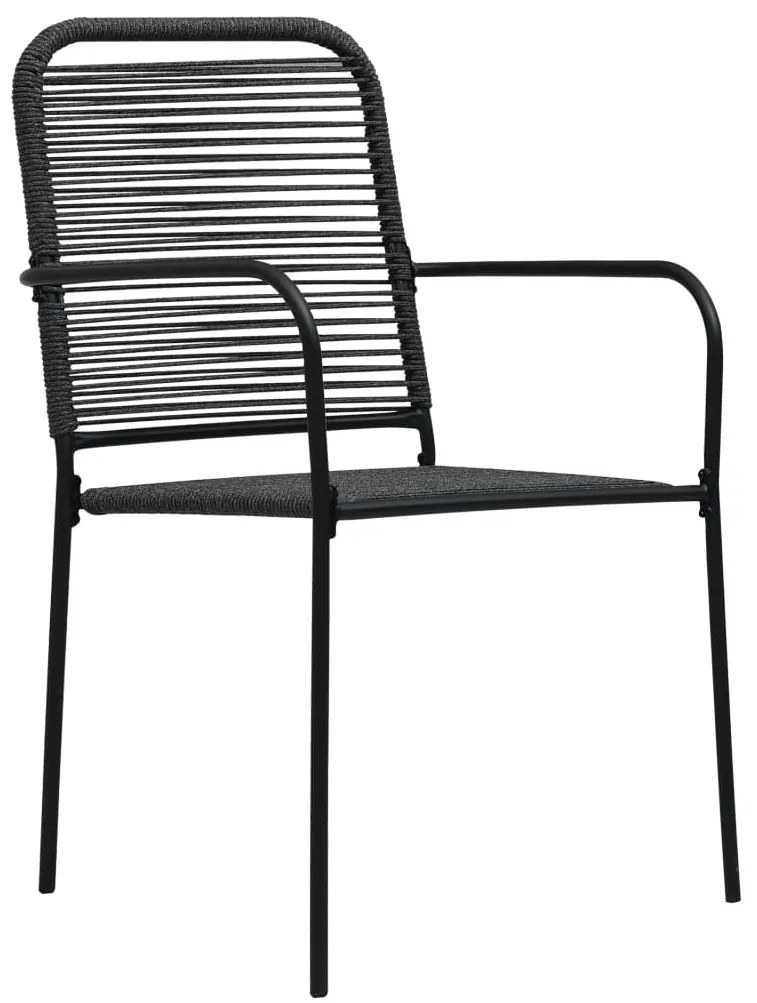 5 pcs conjunto de jantar p/ jardim corda de algodão e aço preto