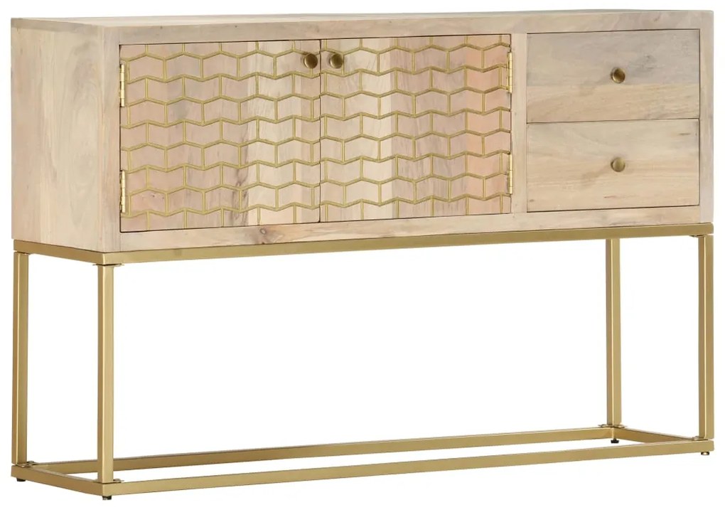 Aparador 120x30x75 cm madeira de mangueira maciça dourado