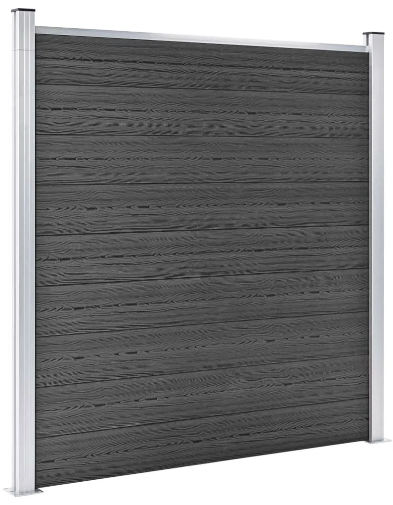 Conjunto de painel de vedação WPC 446x(105-186) cm preto