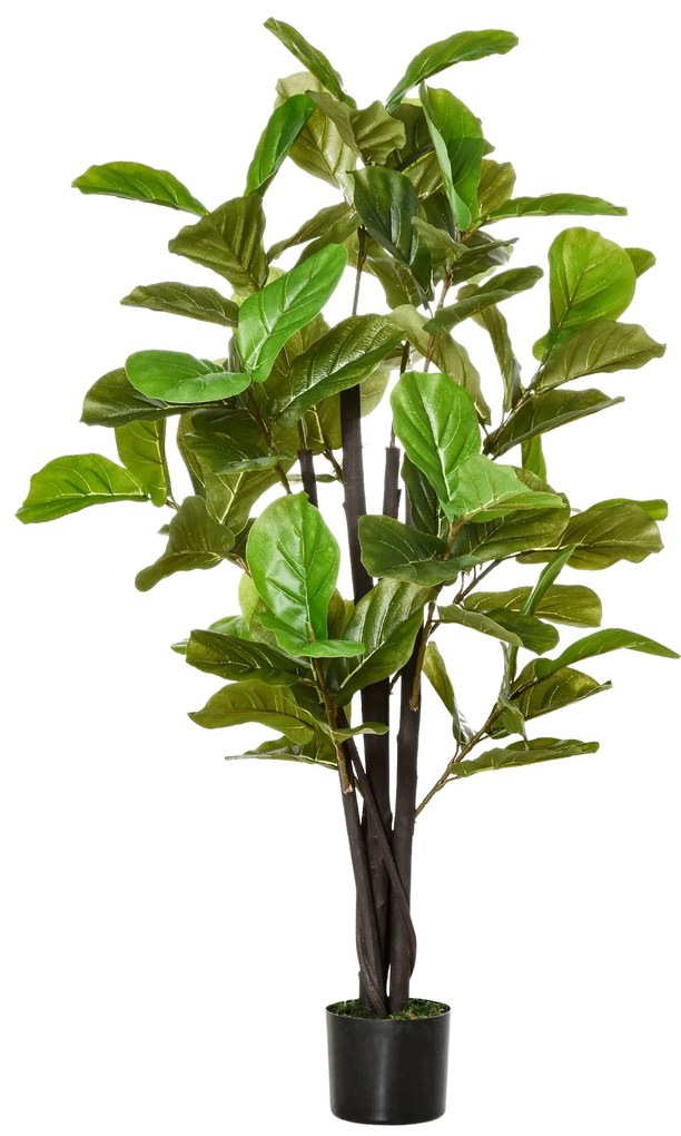 HOMCOM Planta Artificial Ficus 130 cm com 78 Folhas e Vaso de Planta Artificial Decorativa para Interior e Exterior Verde