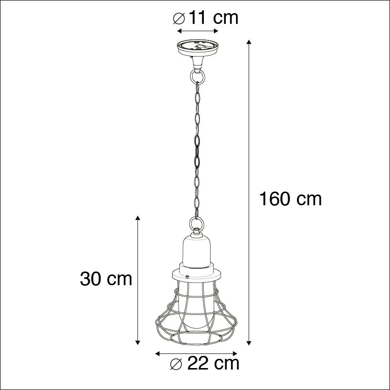 Candeeiro de suspensão rústico para exterior preto - Moreno
