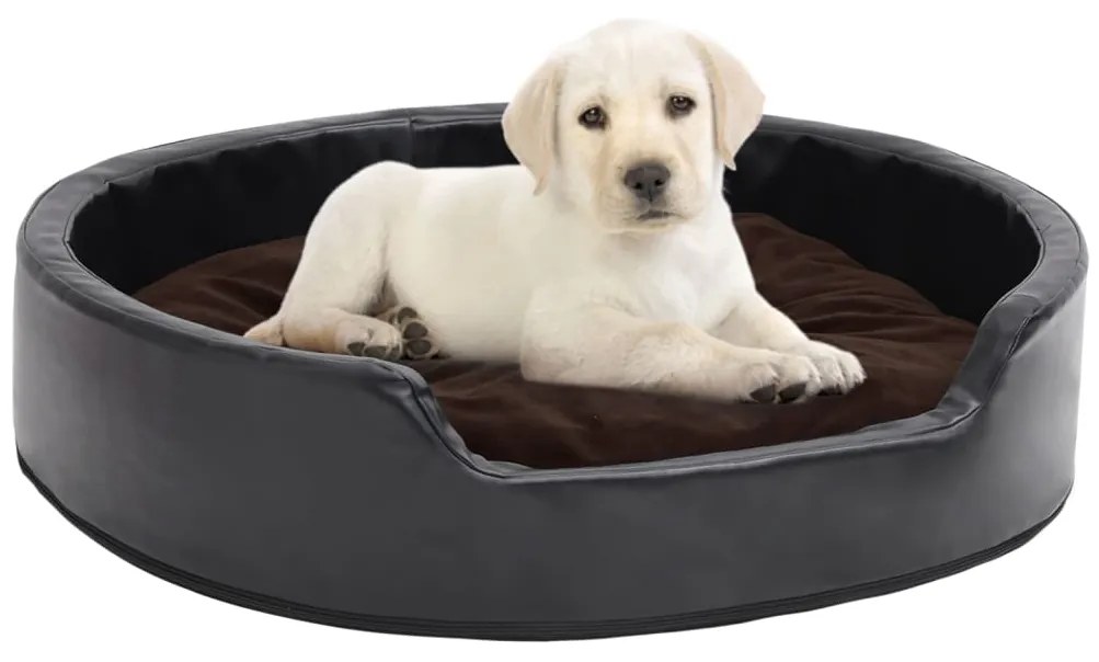 171258 vidaXL Ninho p/ cães 79x70x19cm pelúcia/couro artif. preto e castanho