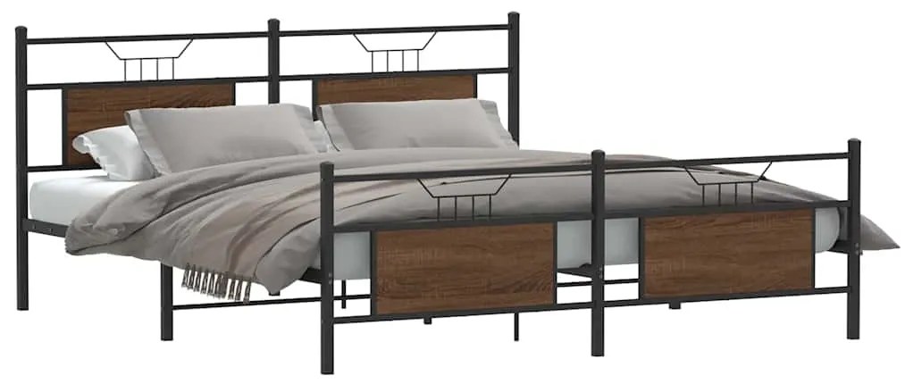 Estrutura cama sem colchão 180x200 cm metal carvalho castanho