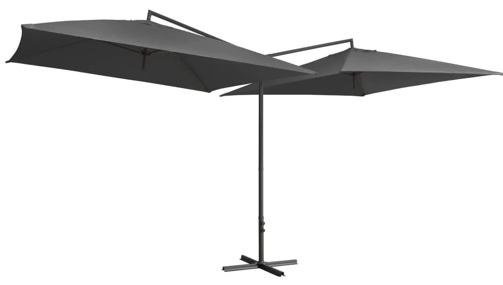 Guarda-sol duplo com mastro de aço 250x250 cm antracite
