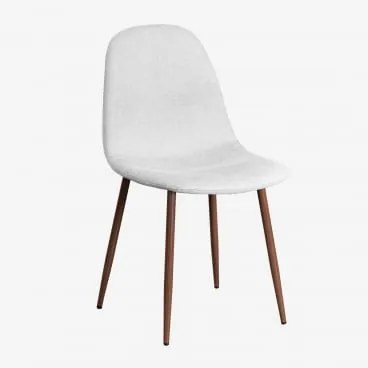 Pack De 4 Cadeiras De Jantar Glamm Madeira Escura & Tecido Branco Quebrado & Tecido - Sklum