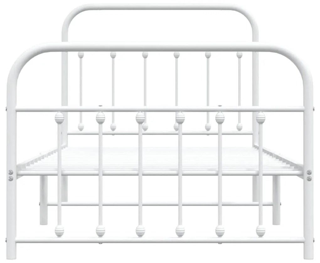 Estrutura de cama com cabeceira e pés 100x190 cm metal branco