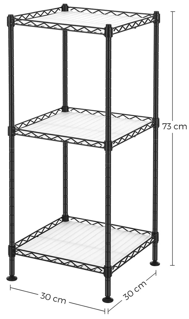 Estante com 3 níveis em metal 30 x 30 x 73 cm preto