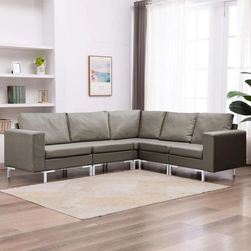 5 pcs conjunto de sofás tecido cinzento-acastanhado