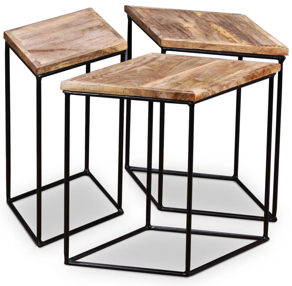 Mesa de centro madeira de mangueira maciça 56x48x40 cm