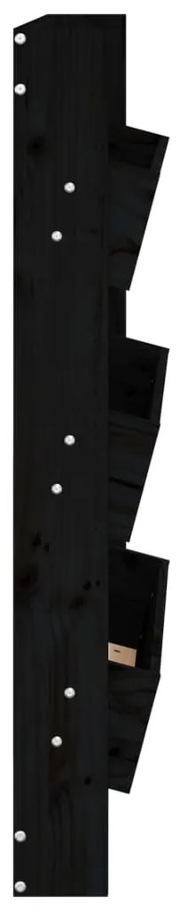 Floreira parede c/ 3 caixas 60x18,5x110cm pinho maciço preto