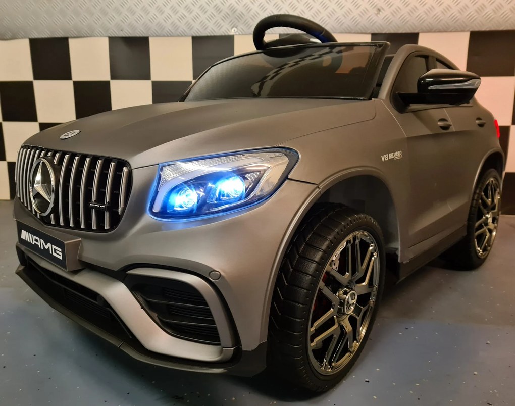 Carro elétrico 12V para crianças Mercedes AMG GLC cinzento mate