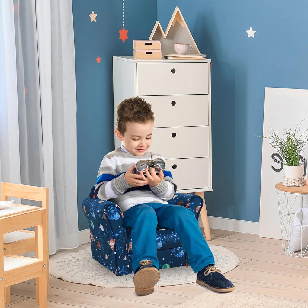 HOMCOM Poltrona infantil para crianças acima de 3 anos Banco acolchoado ergonômico azul