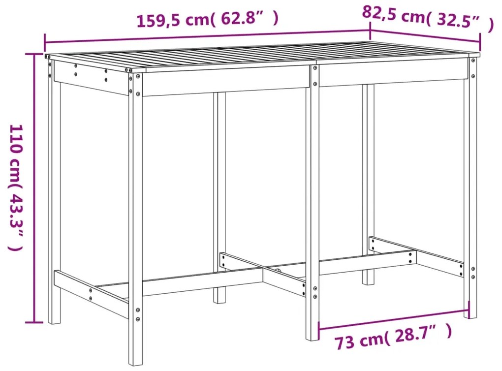 7 pcs conjunto de bar para jardim madeira de douglas maciça