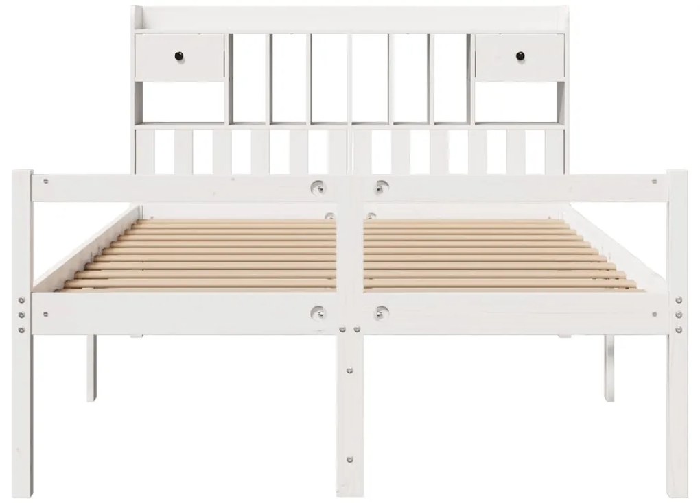 Cama com estante sem colchão 150x200 cm pinho maciço branco