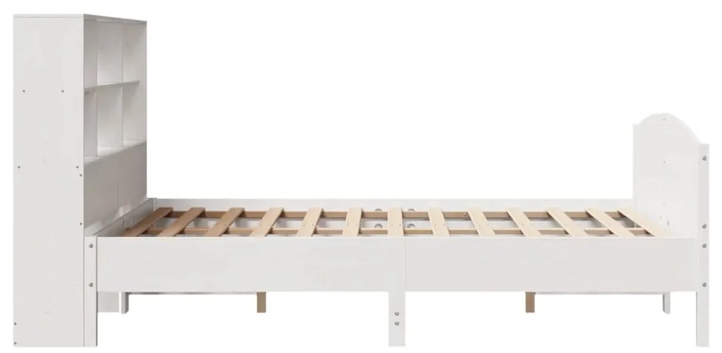 Cama com estante sem colchão 120x200 cm pinho maciço branco