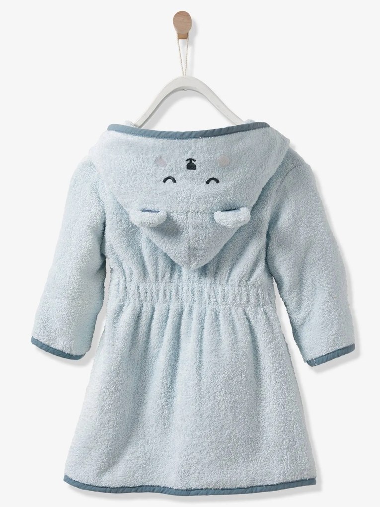 Roupão Urso, personalizável, para bebé azul claro liso com motivo