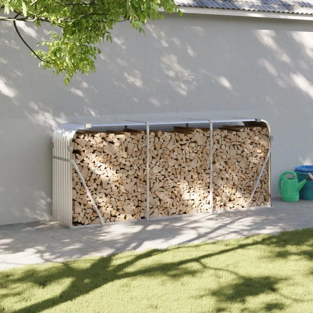 vidaXL Suporte de lenha 234x45x100 cm aço galvanizado prateado