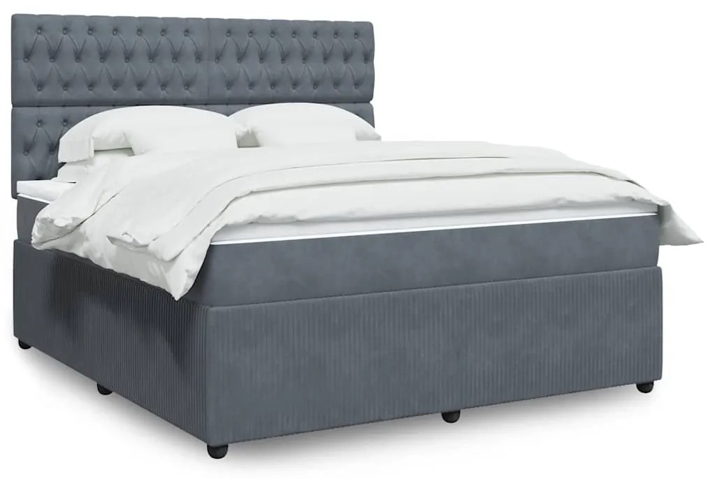 vidaXL Cama com molas/colchão 180x200 cm veludo cinzento-escuro