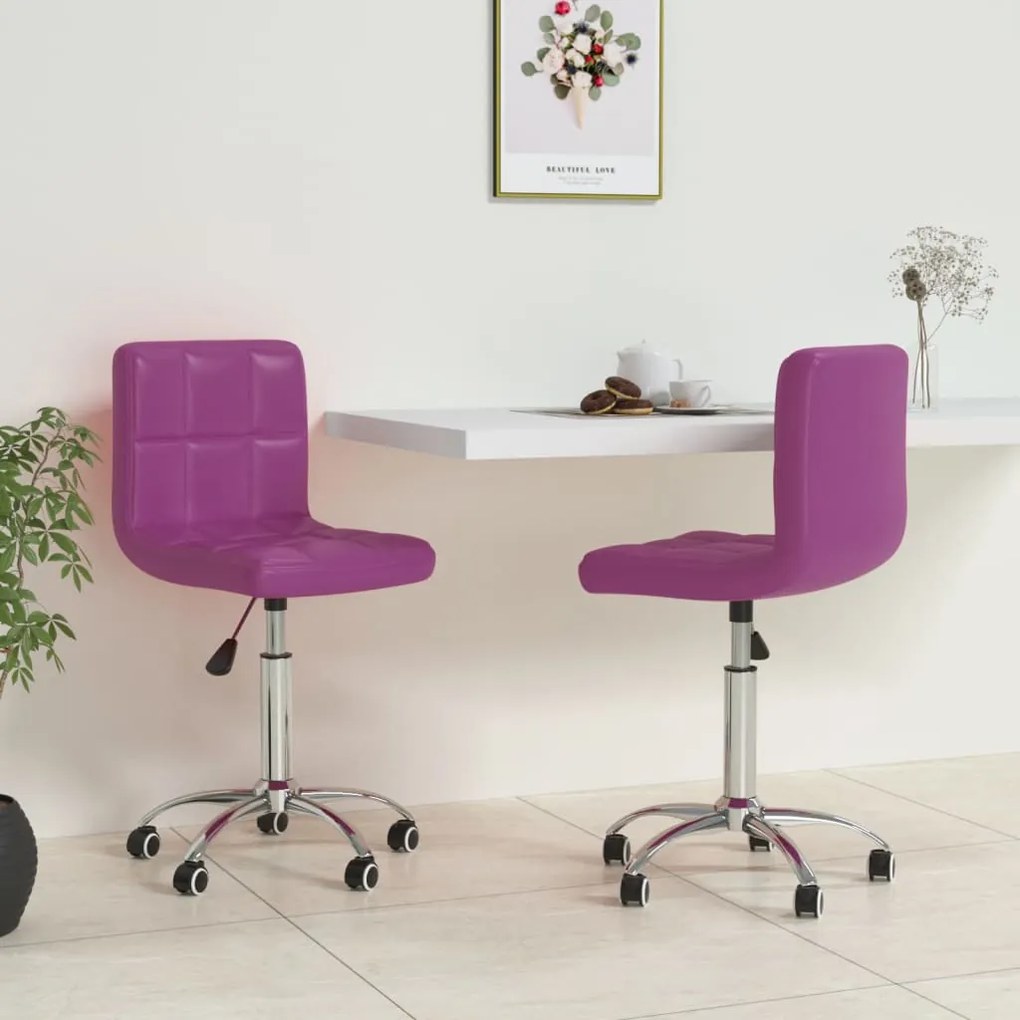 vidaXL Cadeiras de jantar giratórias 2 pcs couro artificial roxo