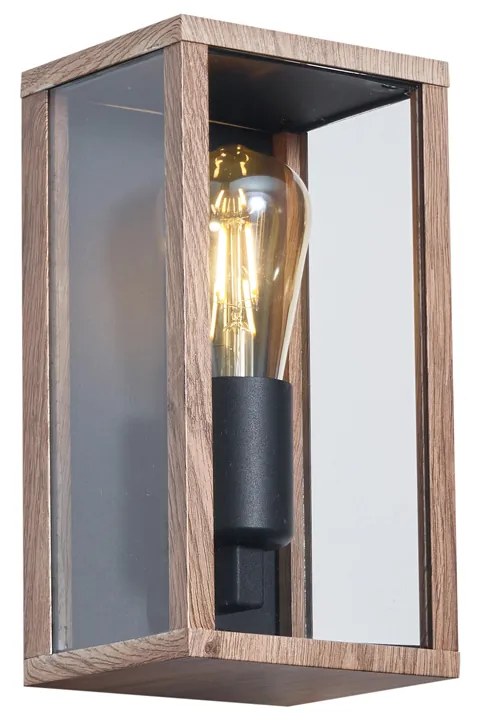 Candeeiro de parede industrial impressão de madeira 26 cm IP44 - Charlois Industrial