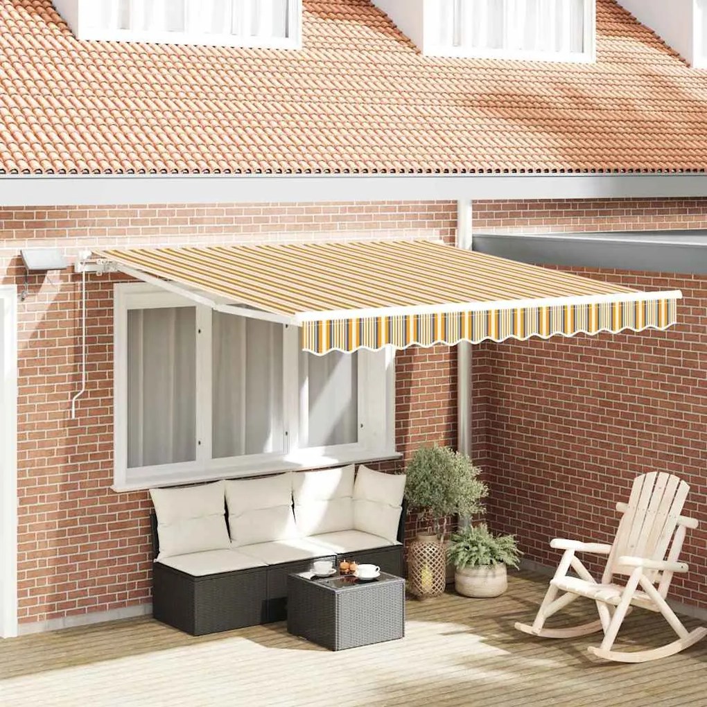 vidaXL Toldo Retrátil Manual Multicolor 300 x 250 cm Tecido e Aço