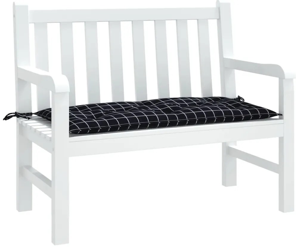 Almofadão p/ banco jardim 100x50x7cm tecido oxford xadrez preto