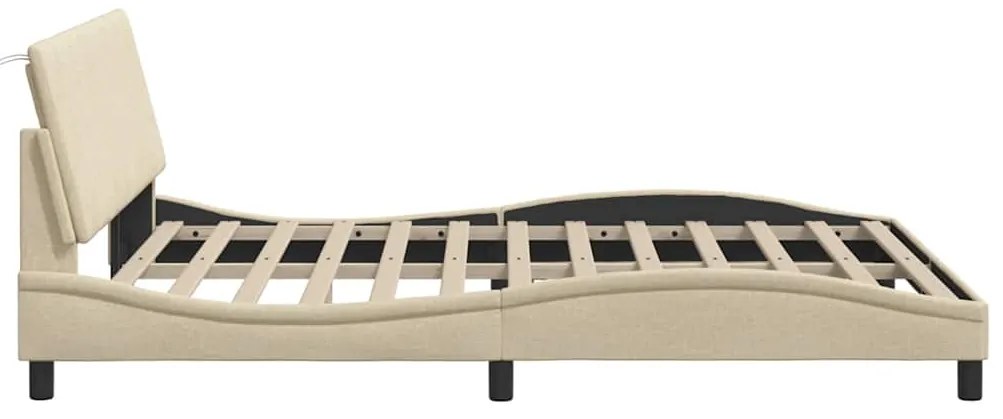 Estrutura de cama sem colchão 160x200 cm tecido cor creme