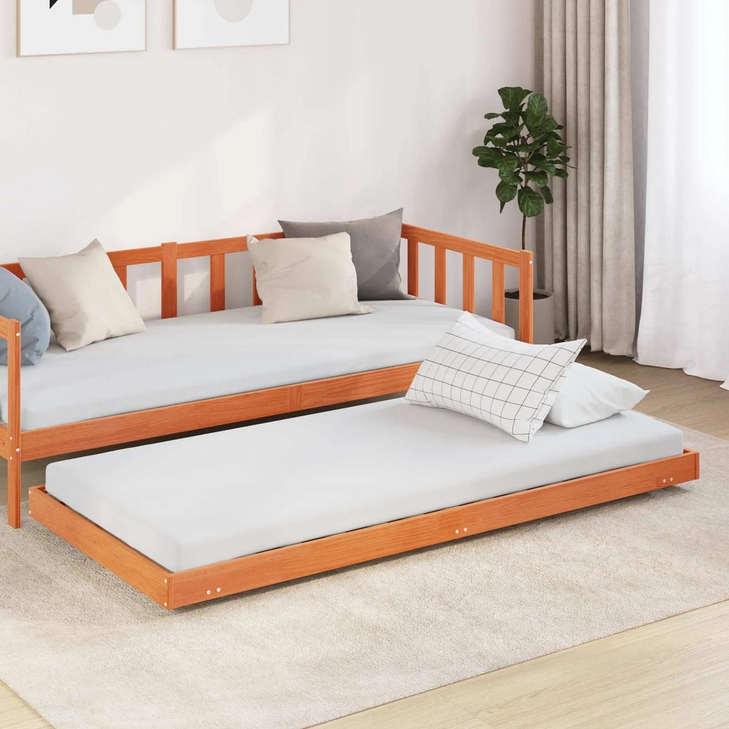 vidaXL Estrutura da Cama Marrom Cera 90 x 200 cm