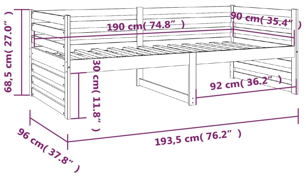 Sofá-cama 90x190 cm madeira de pinho maciça castanho mel