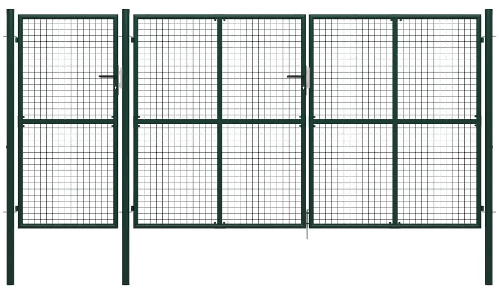 vidaXL Portão de jardim 400x175 cm aço verde