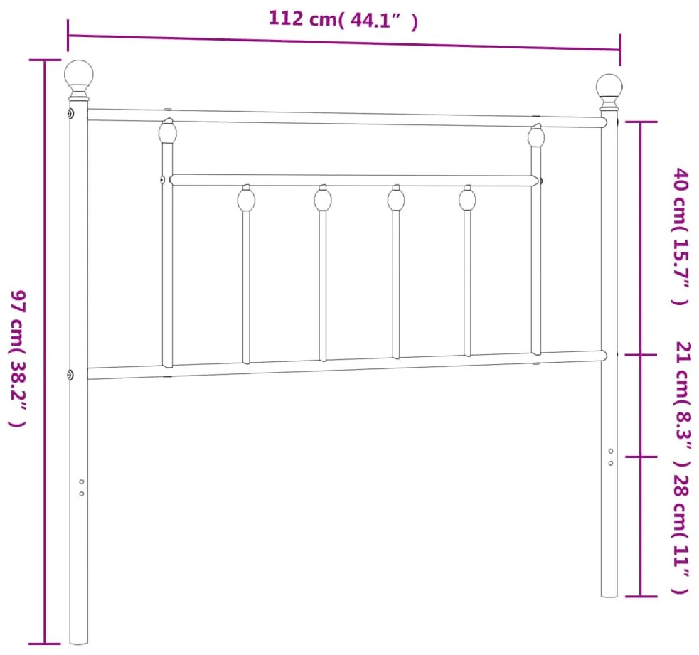 Cabeceira de cama 107 cm metal branco