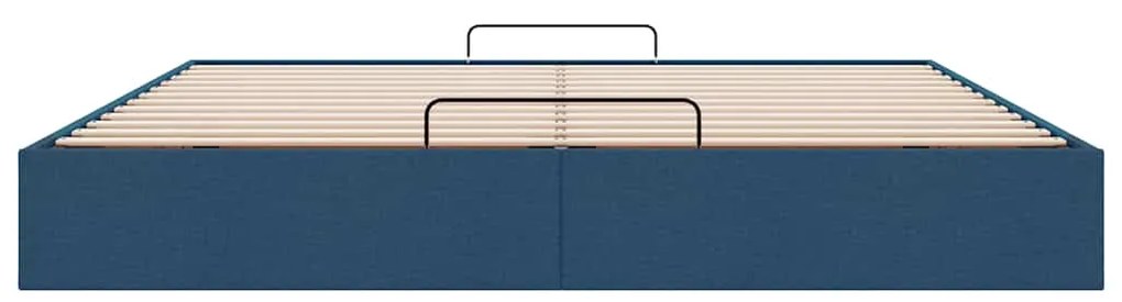 Estrutura de cama otomana sem colchão tecido azul 180x200 cm