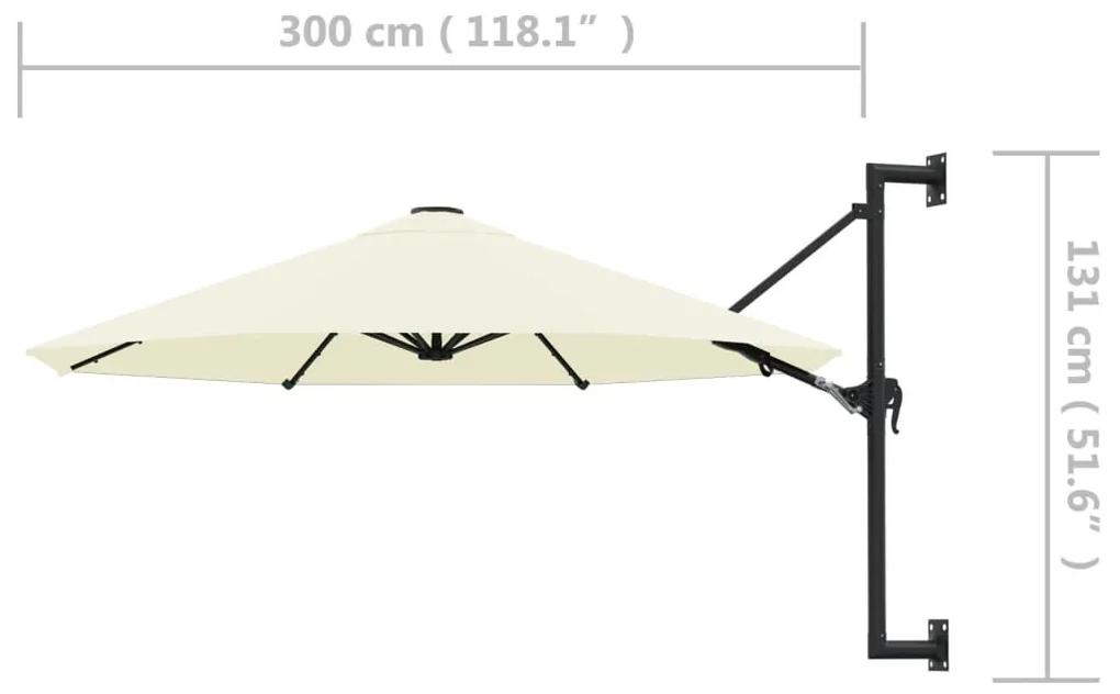 Guarda-sol de montar na parede com mastro metálico 300 cm areia