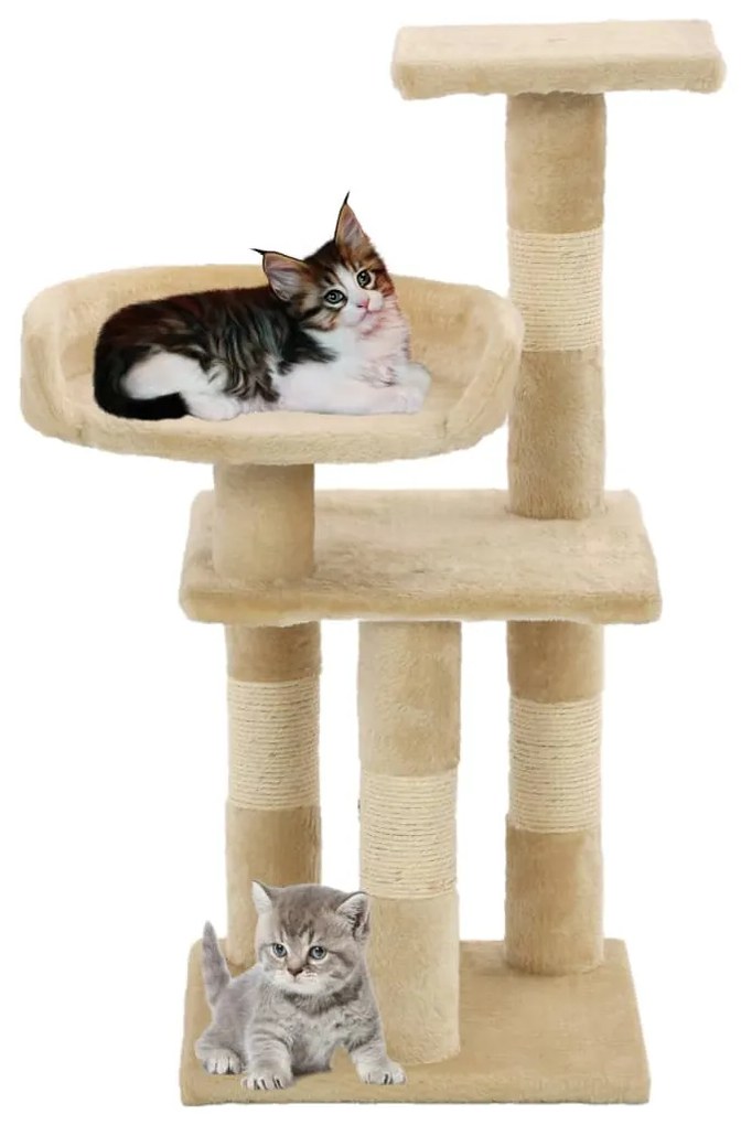 Árvore para gatos c/ postes arranhadores sisal 65 cm bege