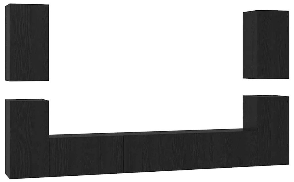 Conjunto de móvel de TV 7 pcs Carvalho preto Madeira processada