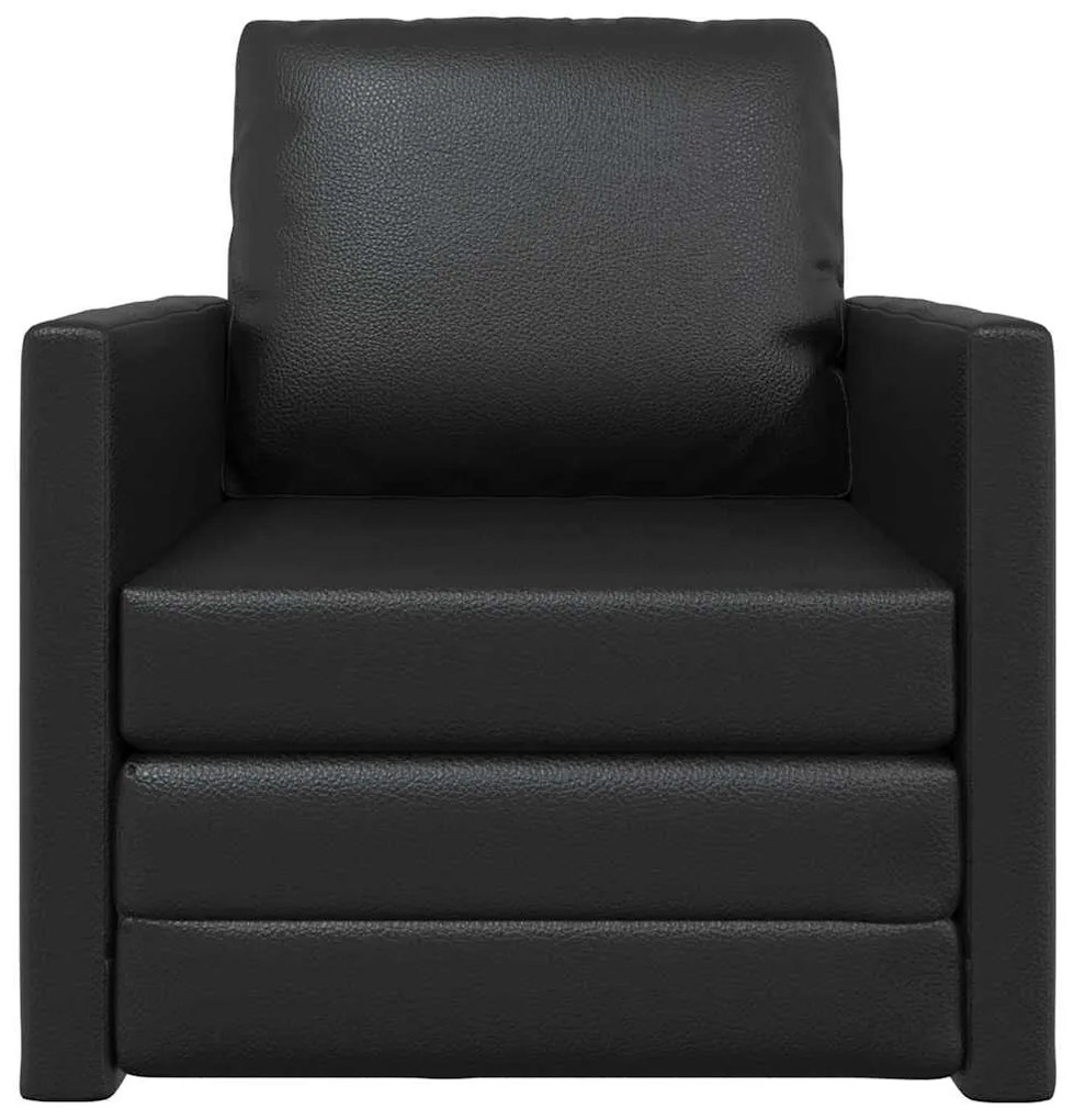 Sofá-Cama de Piso 2-em-1 Preto 74x77x81 cm Couro Sintético