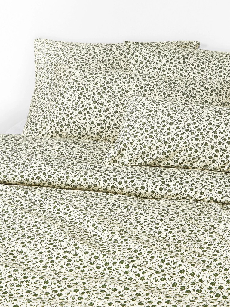 Capa de edredão em algodão lavado com padrão floral pequeno Nolana
