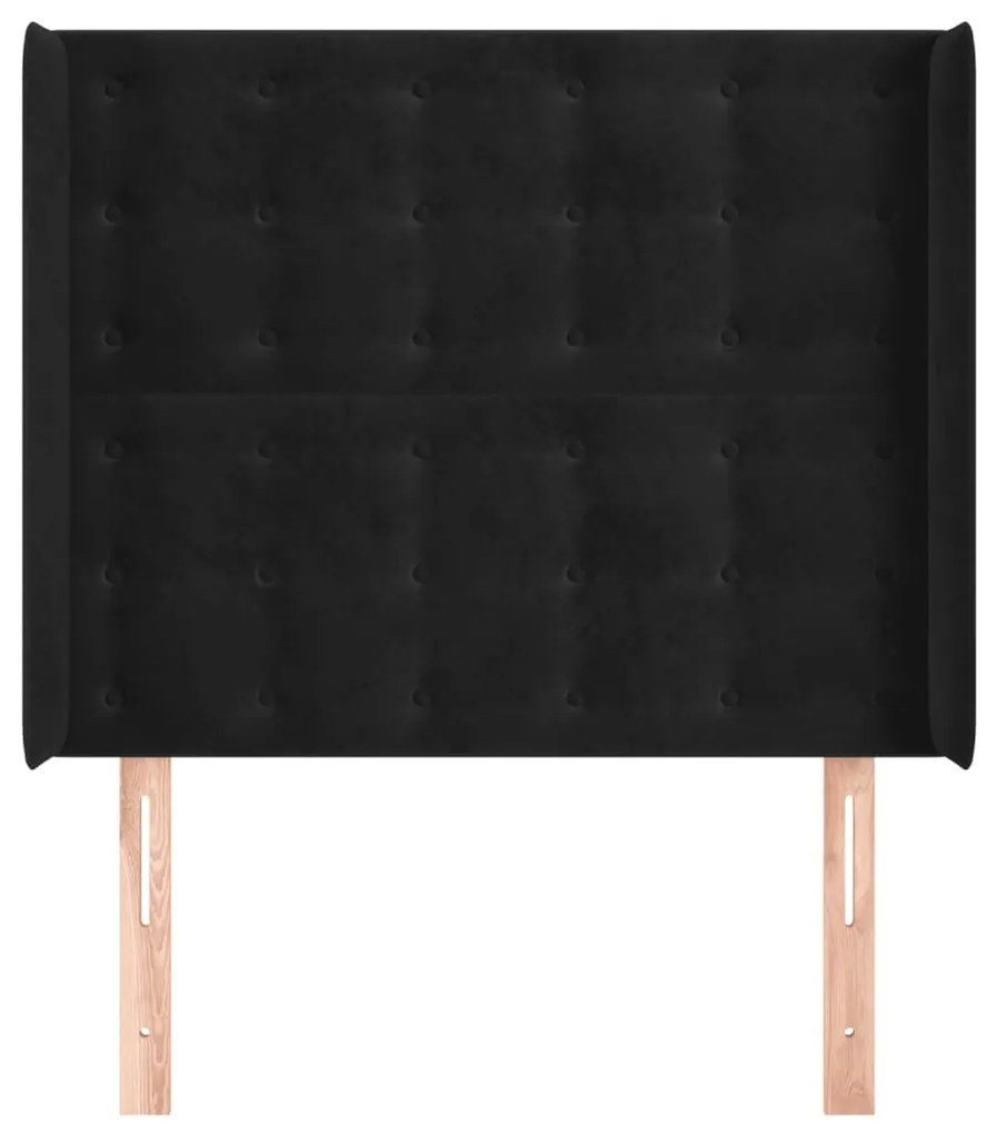 Cabeceira de cama c/ abas veludo 103x16x118/128 cm preto