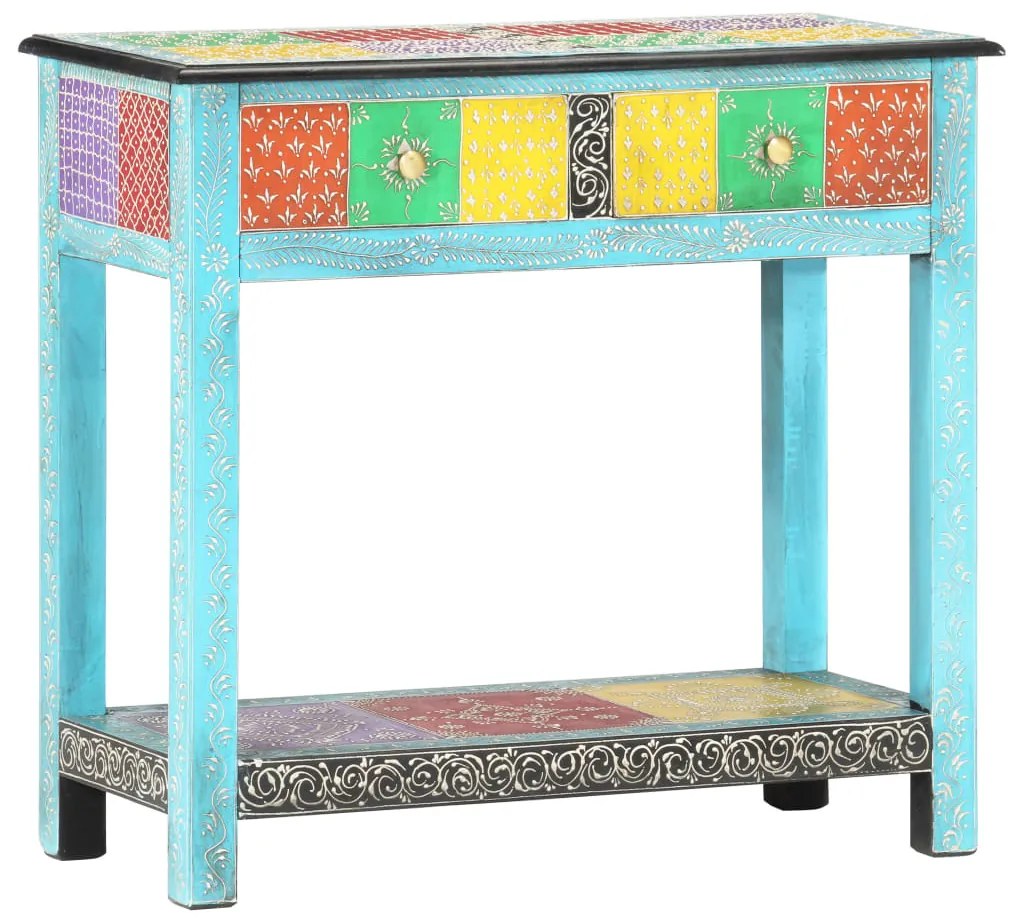 vidaXL Mesa consola pintada à mão 80x35x75 cm mangueira maciça