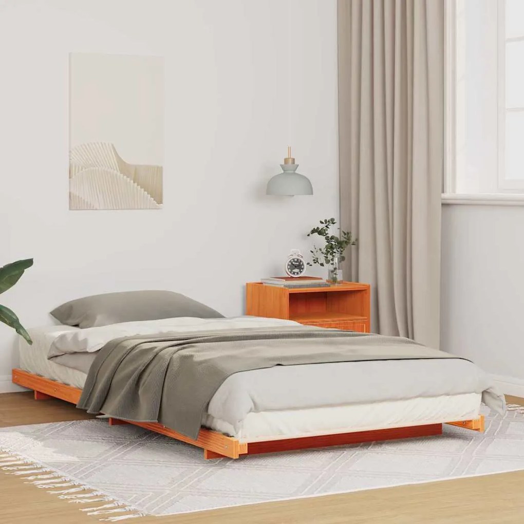 vidaXL Estrutura de cama de chão Castanho-mel 100 x 200 cm
