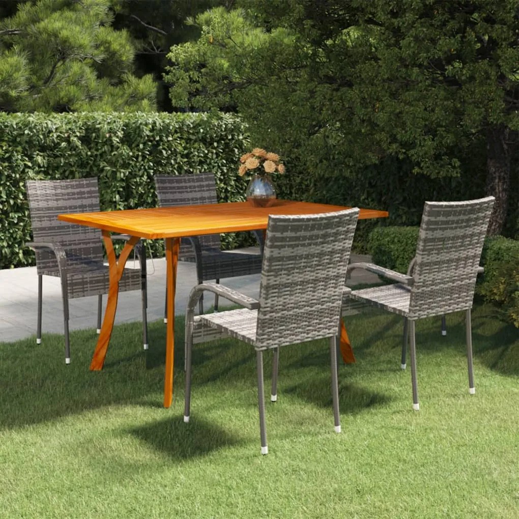 vidaXL 5 pcs conjunto de jantar para jardim cinzento
