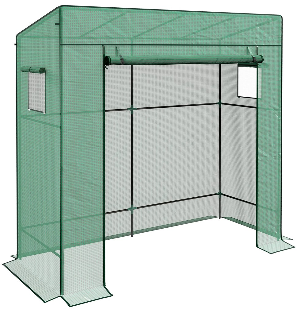 Estufa de Exterior com Janelas de Malha e Porta com Fecho de Correr Estufa para Cultivar Plantas e Flores 196x77x197 cm Verde