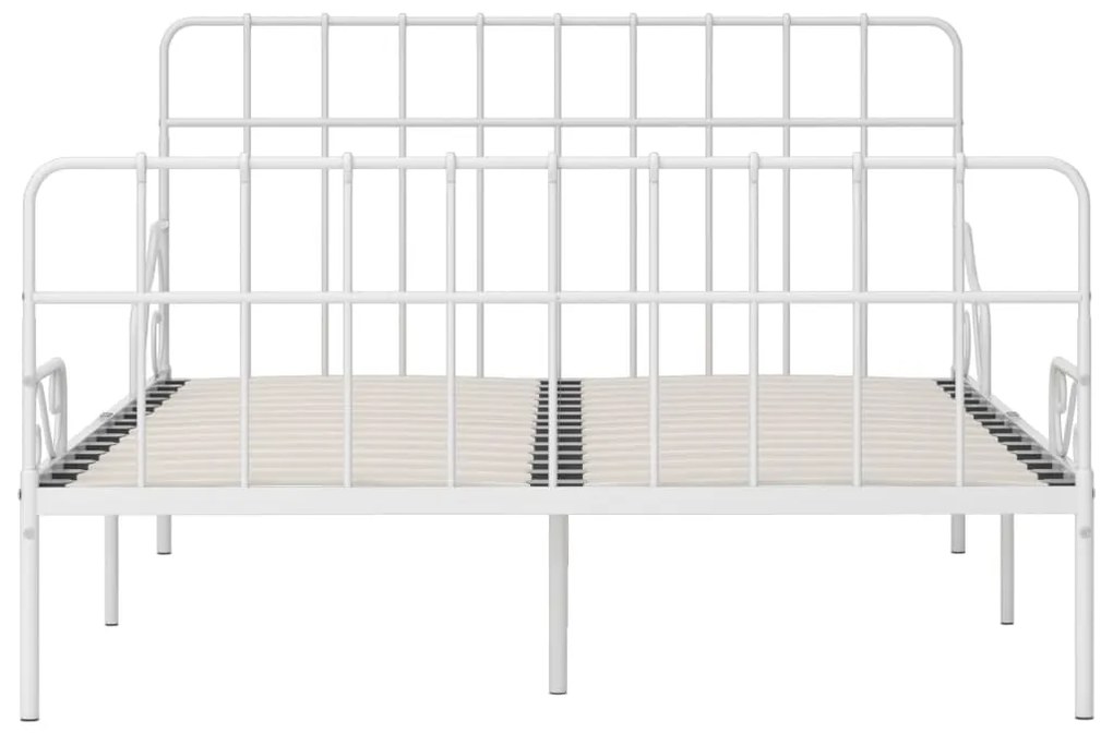 Estrutura de cama com estrado de ripas 140x200 cm metal branco